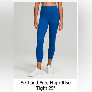 Lululemon Fast and Free High-Rise Tight 25" in blue